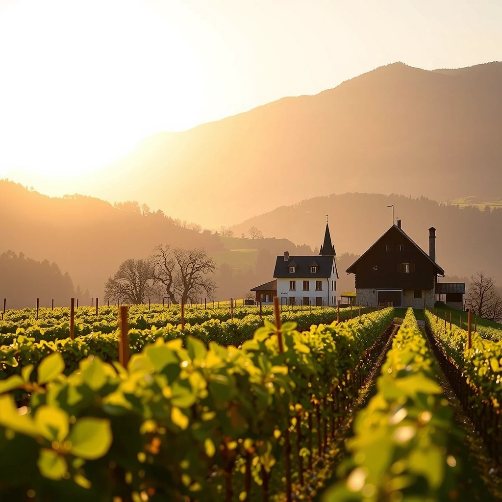 Panoramablick über das Lavanttal bei Sonnenuntergang